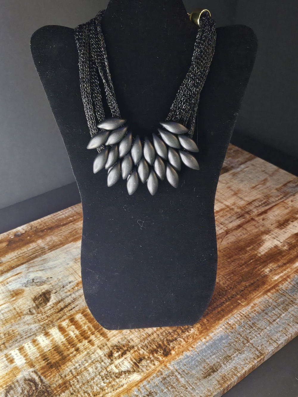 Matte Black Statement Multi-Strand Necklace